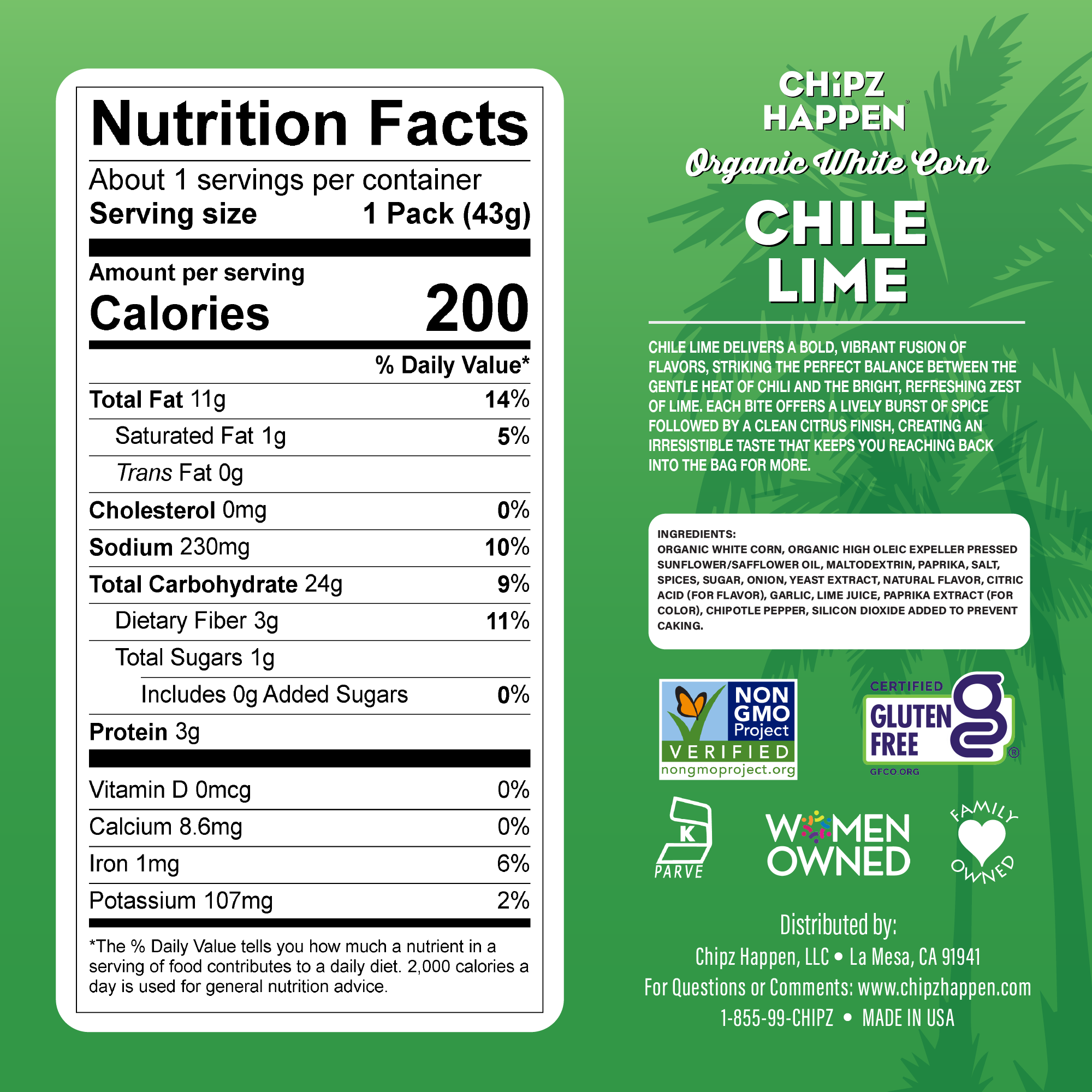 Chile Lime Tortilla Chips - 18 Pack of 1.5oz