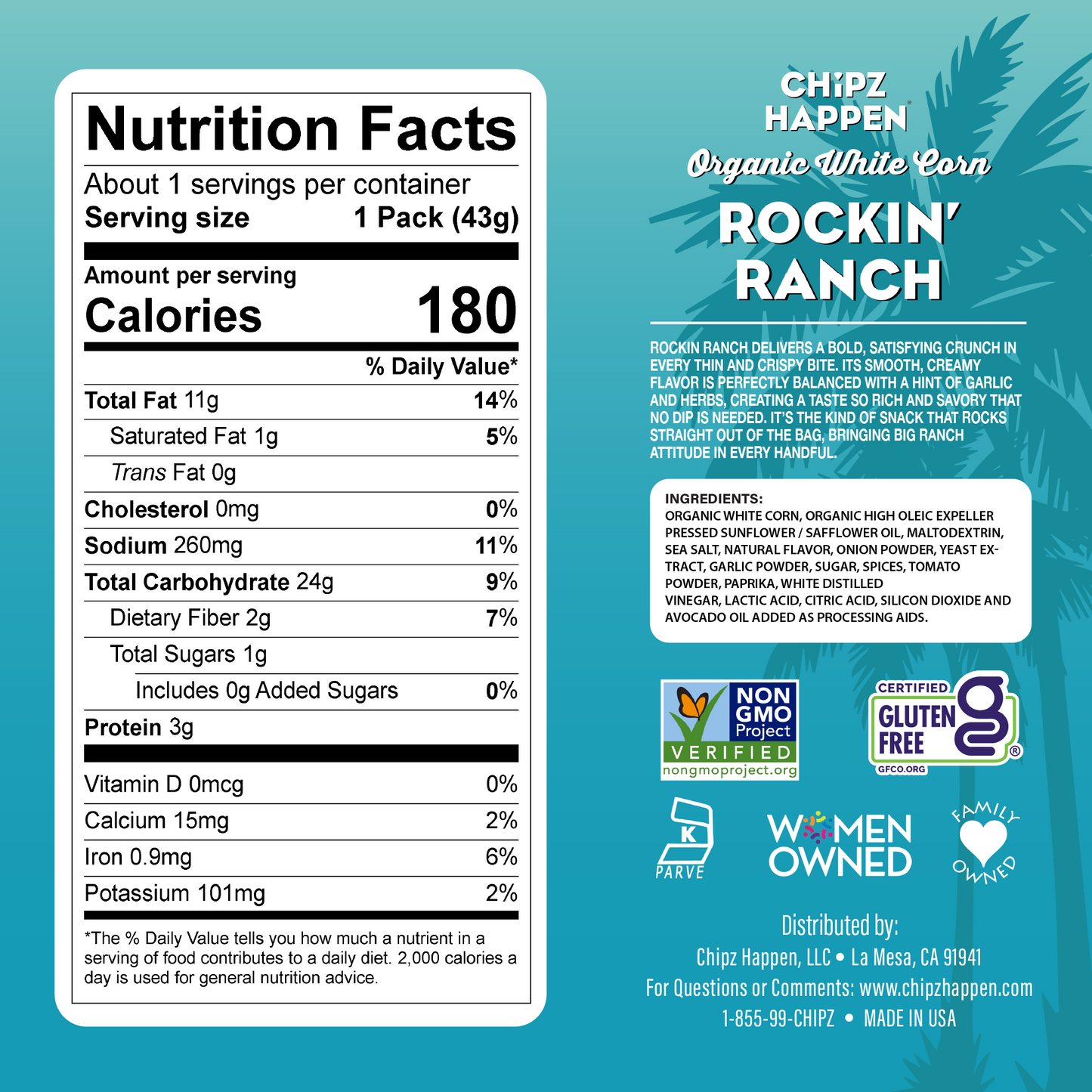 Rockin' Ranch Tortilla Chips - 18 Pack of 1.5oz