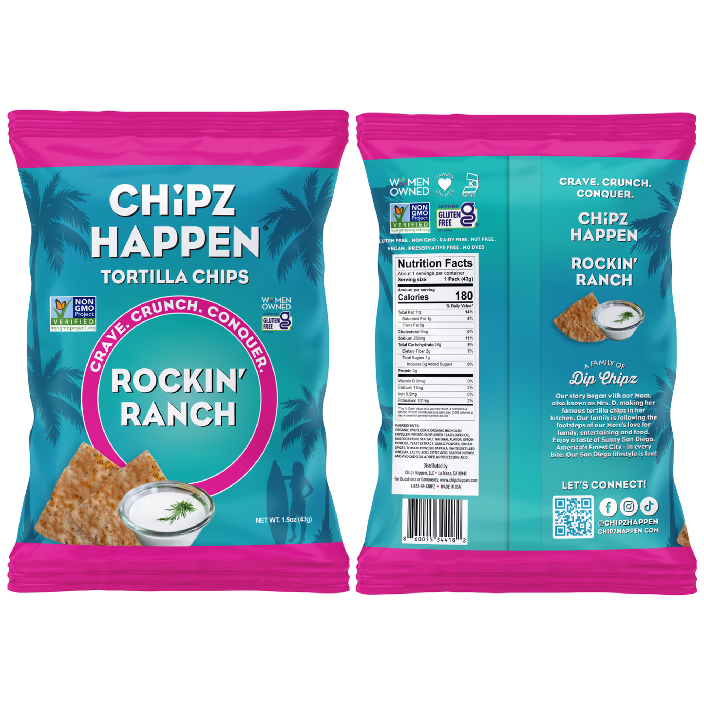 Rockin' Ranch Tortilla Chips - 18 Pack of 1.5oz
