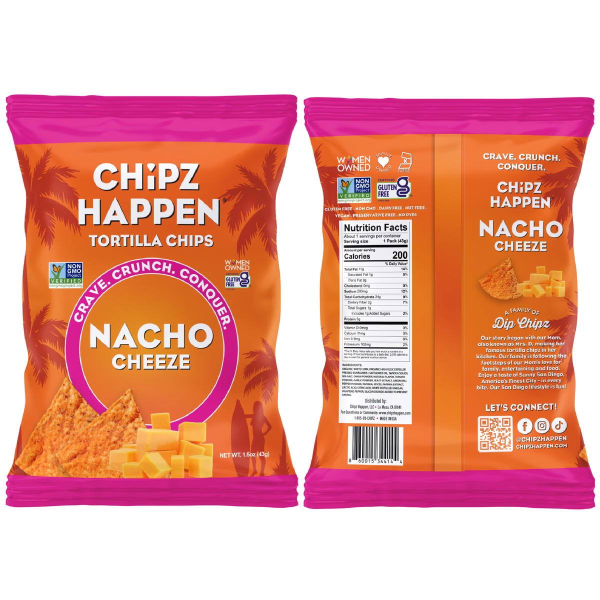 Nacho Cheese Tortilla Chips - 18 Pack of 1.5oz
