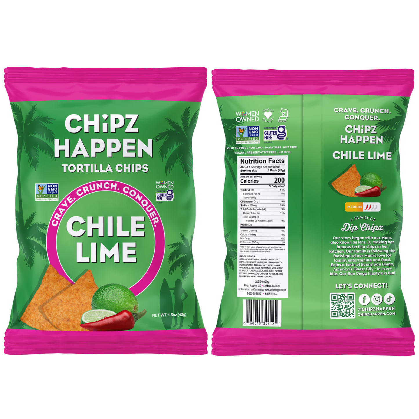 Chile Lime Tortilla Chips - 18 Pack of 1.5oz