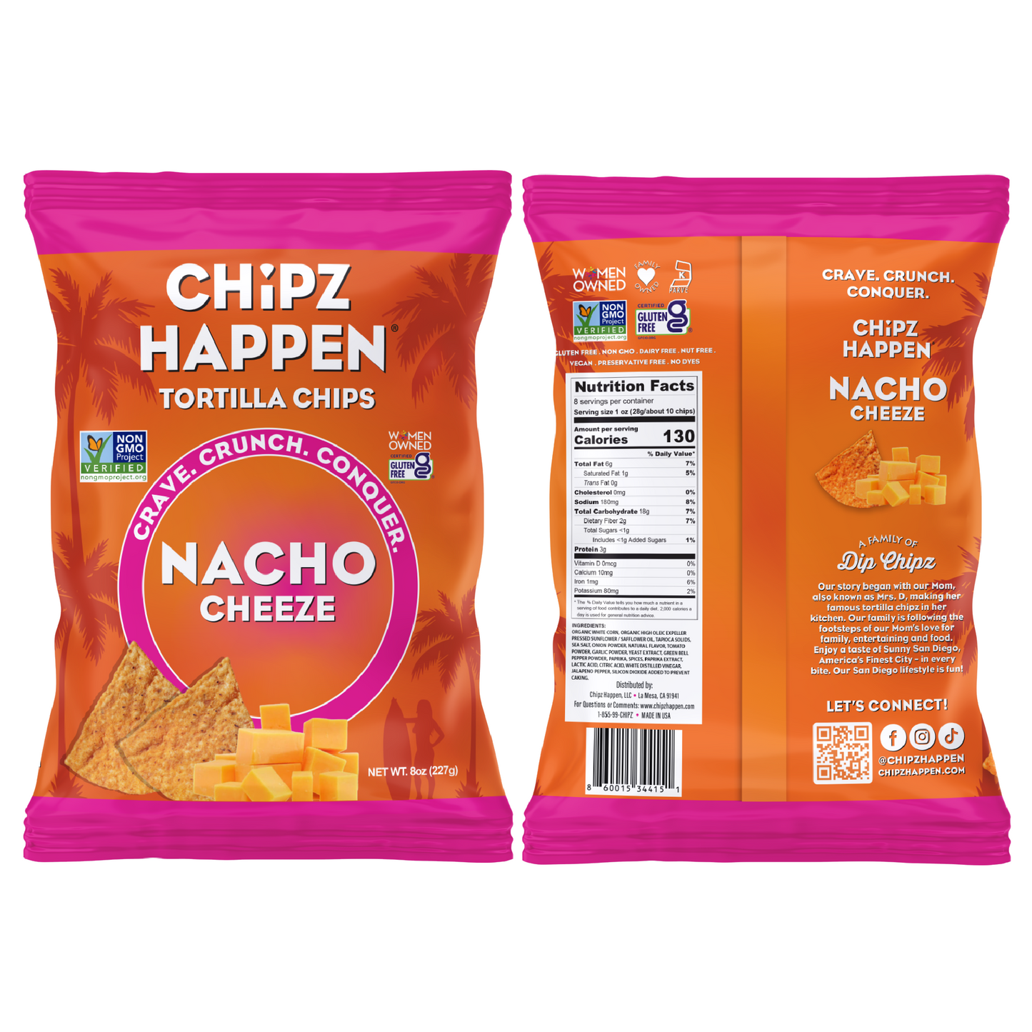 Nacho Cheese Tortilla Chips - 4 Pack of 8oz