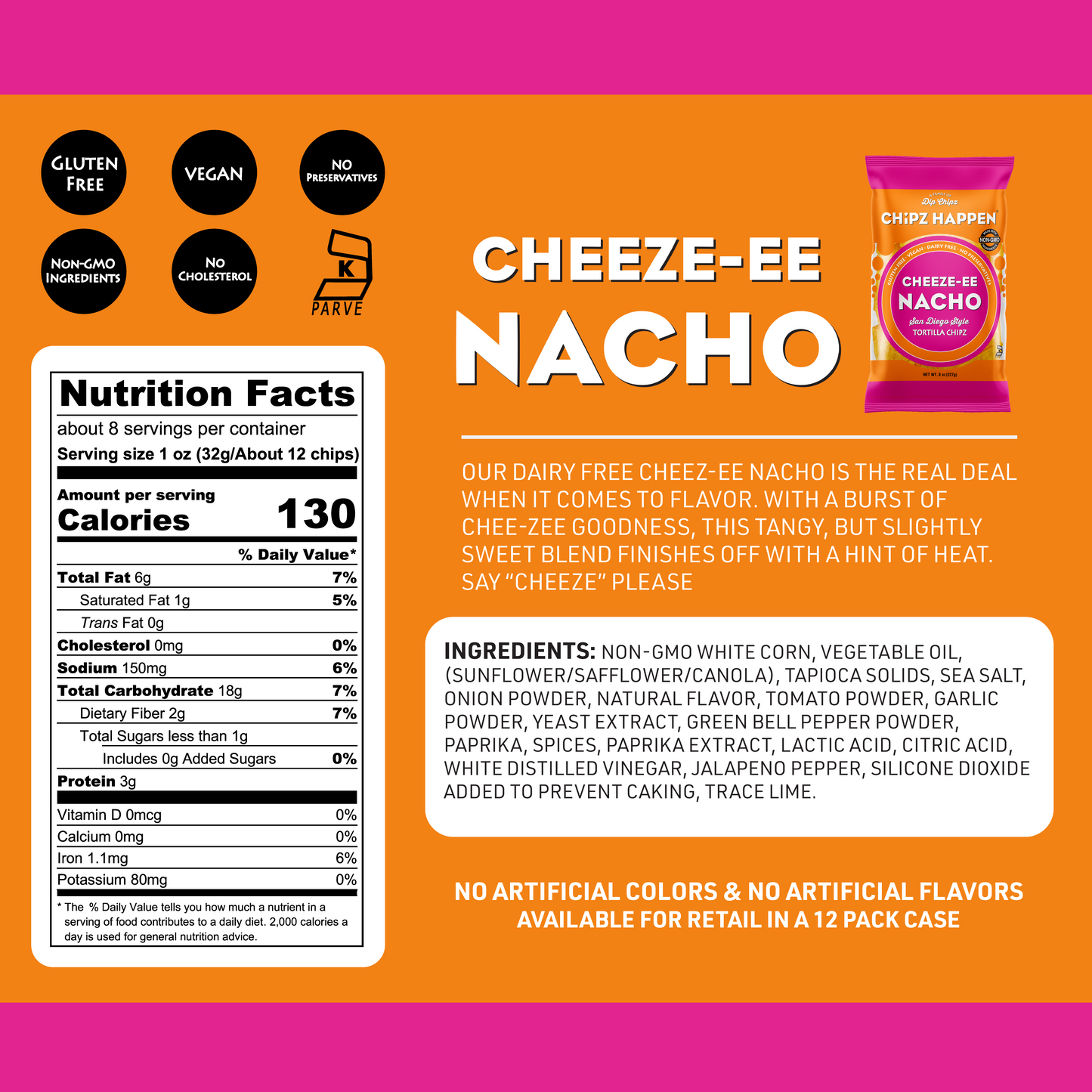 Chipz Happen Cheeze-ee Nacho - 12 Pack of 3oz Snack bag