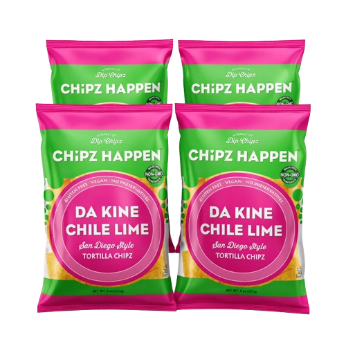 DaKine Chile Lime Tortilla Chipz - 4 Pack of 8oz  Family Bag