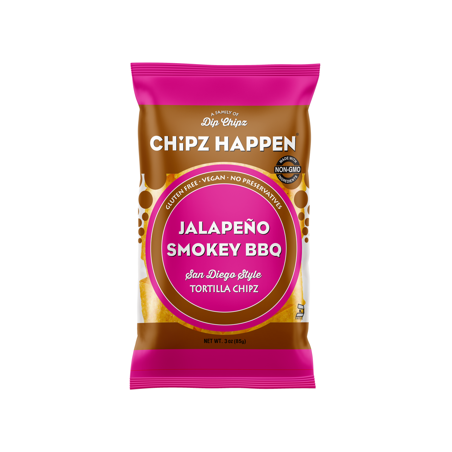 Chipz Happen Jalapeno Smokey BBQ  - 12 Pack of 3oz Snack bag