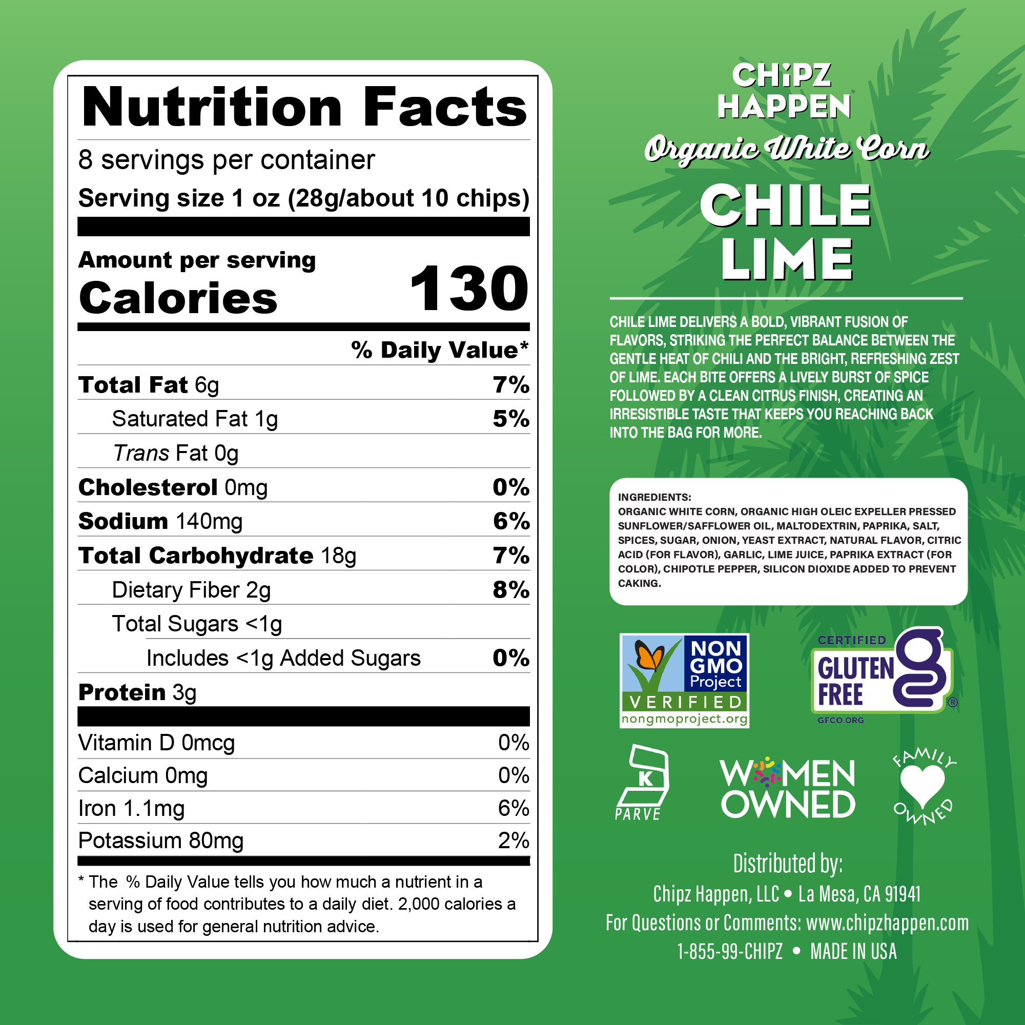 Chile Lime Tortilla Chips - 4 Pack of 8oz
