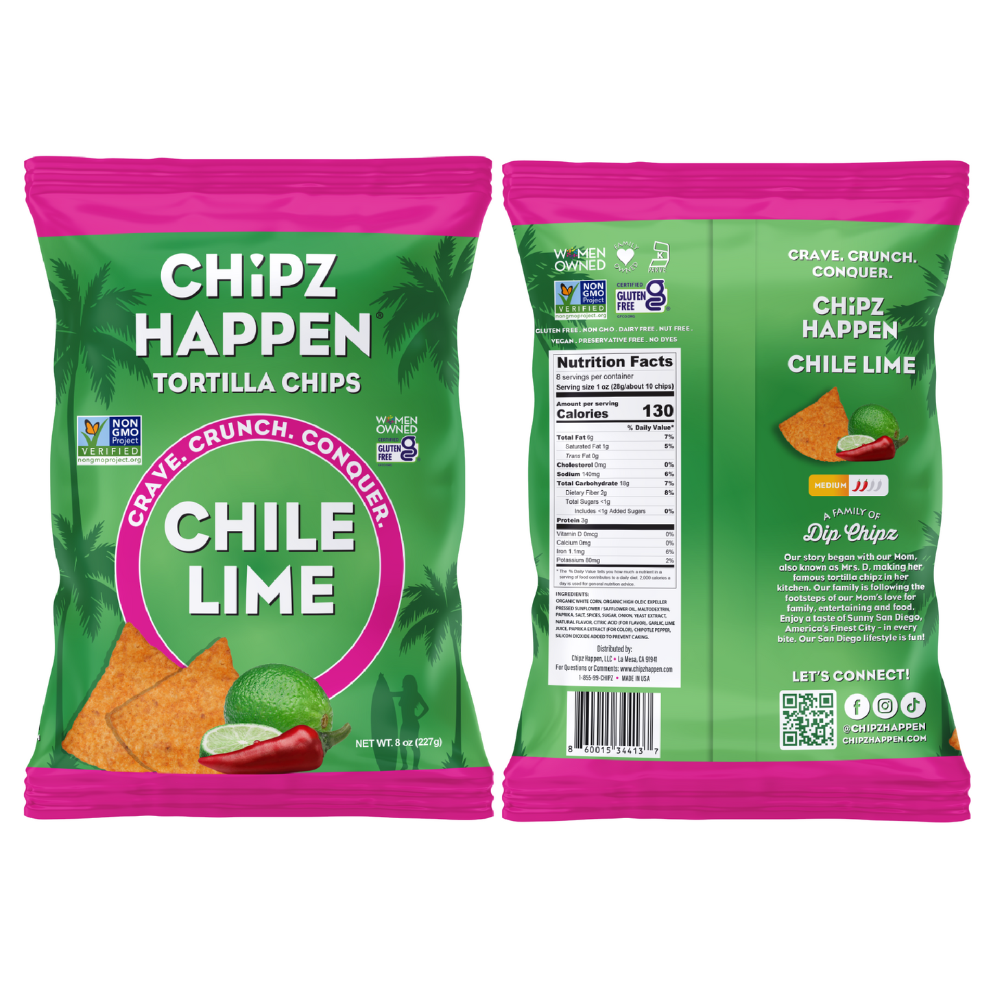 Chile Lime Tortilla Chips - 4 Pack of 8oz