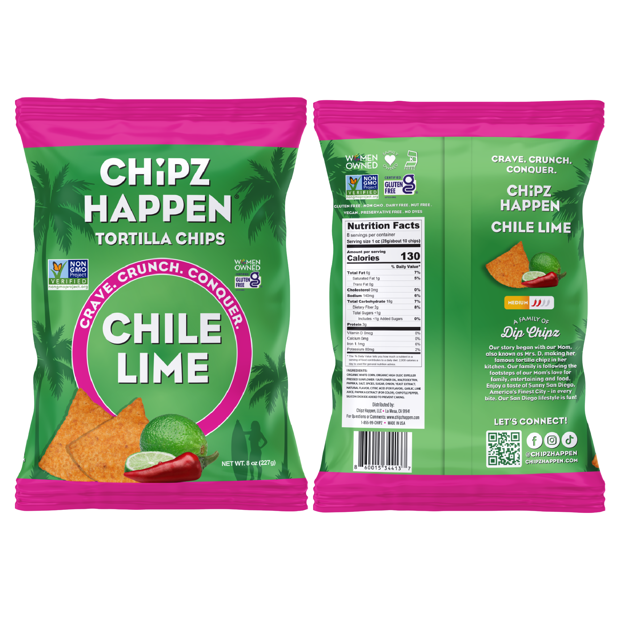 Chile Lime Tortilla Chips - 4 Pack of 8oz