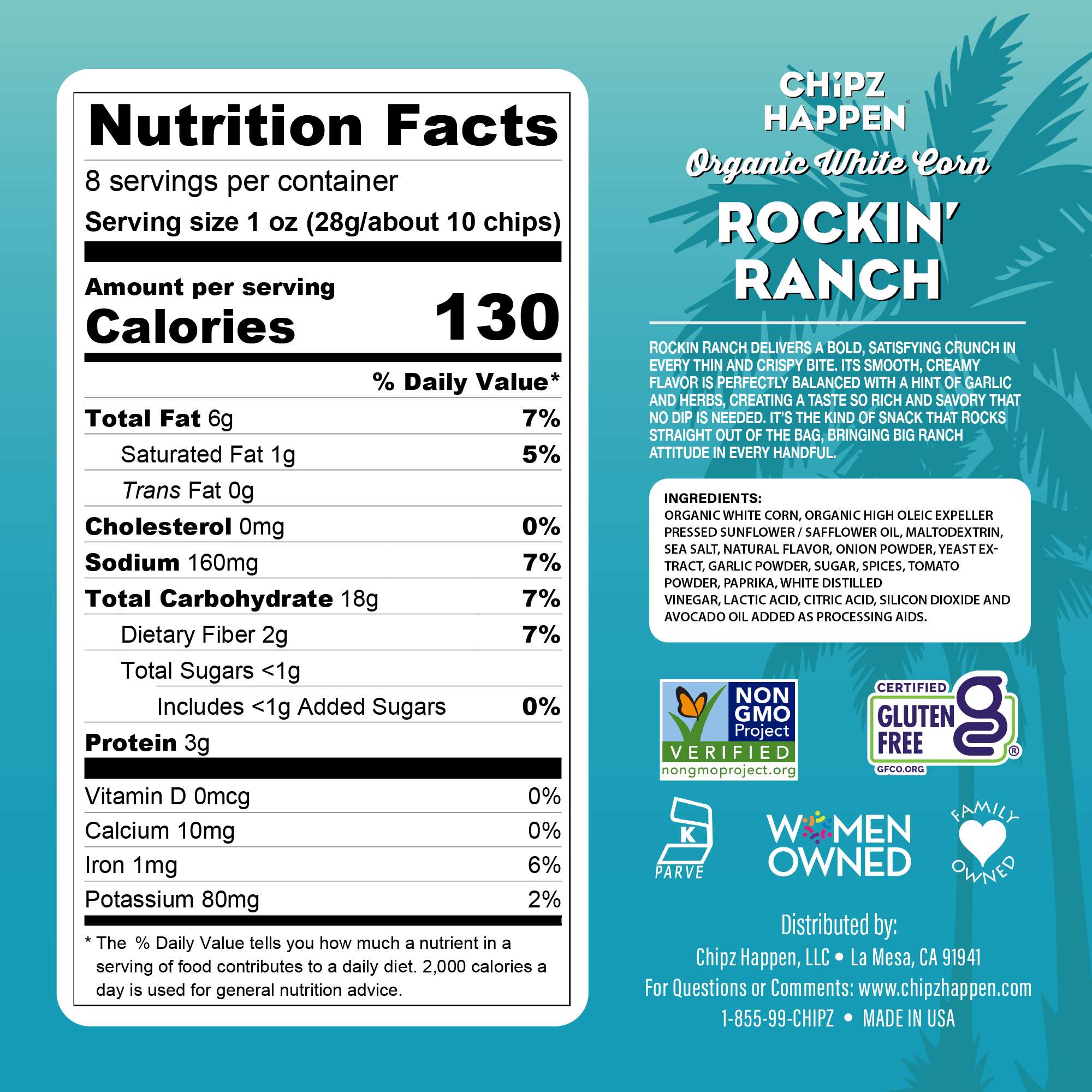 Rockin' Ranch Tortilla Chips - 4 Pack of 8oz