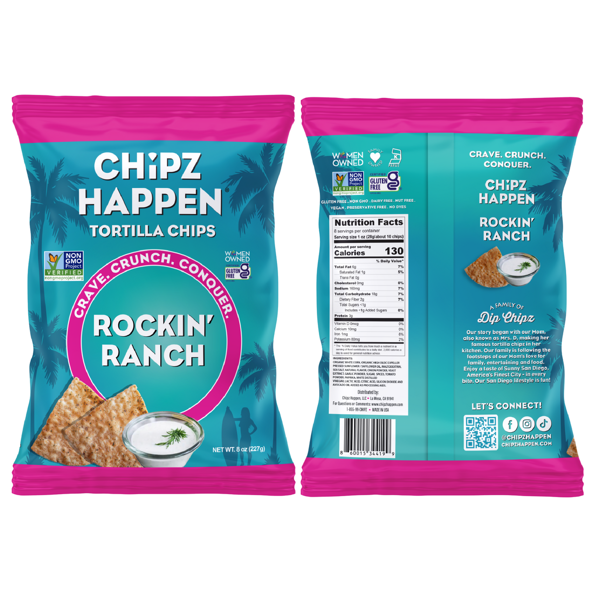 Rockin' Ranch Tortilla Chips - 4 Pack of 8oz